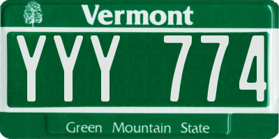 VT license plate YYY774