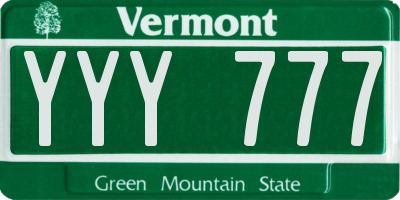 VT license plate YYY777
