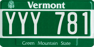 VT license plate YYY781
