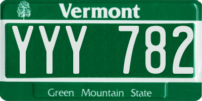VT license plate YYY782