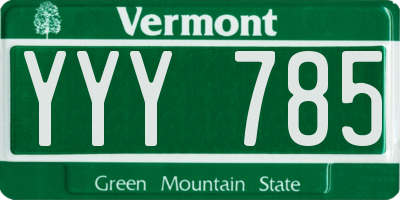VT license plate YYY785