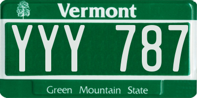 VT license plate YYY787