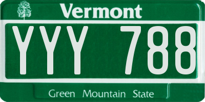 VT license plate YYY788