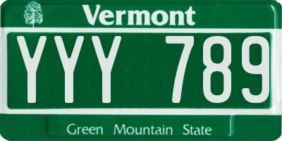 VT license plate YYY789