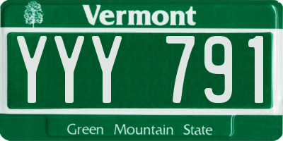 VT license plate YYY791