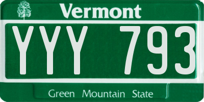 VT license plate YYY793