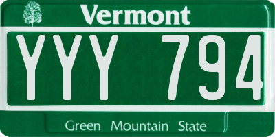 VT license plate YYY794