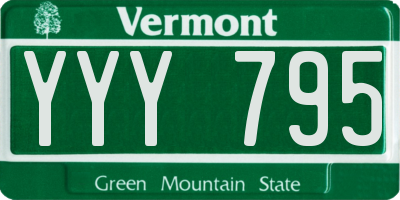 VT license plate YYY795