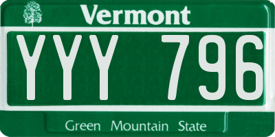 VT license plate YYY796