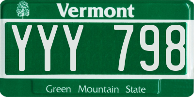 VT license plate YYY798