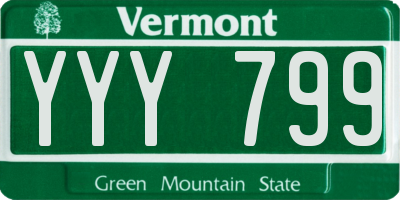 VT license plate YYY799