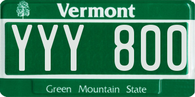 VT license plate YYY800