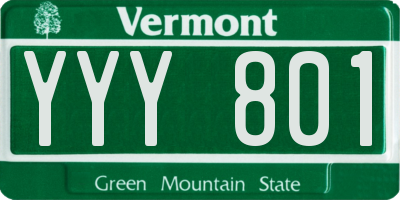 VT license plate YYY801