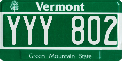 VT license plate YYY802