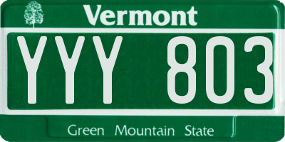 VT license plate YYY803