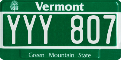VT license plate YYY807