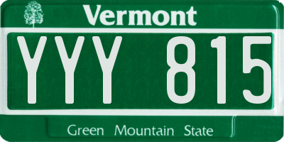 VT license plate YYY815