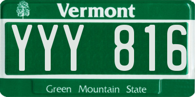 VT license plate YYY816
