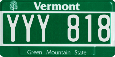 VT license plate YYY818