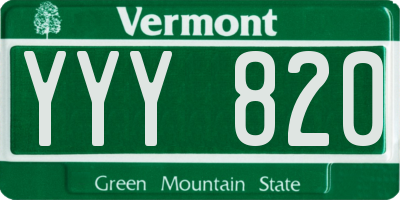 VT license plate YYY820