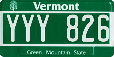 VT license plate YYY826