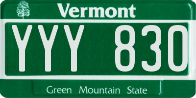 VT license plate YYY830
