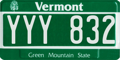 VT license plate YYY832