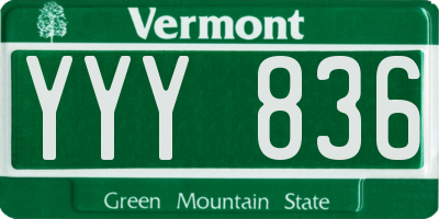 VT license plate YYY836