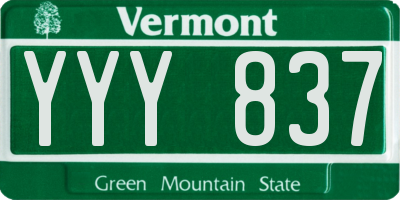 VT license plate YYY837