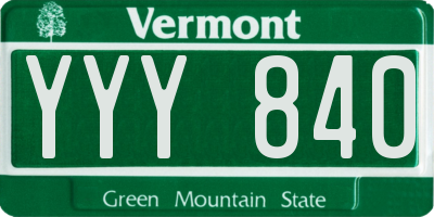 VT license plate YYY840