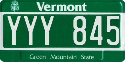 VT license plate YYY845