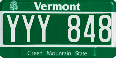VT license plate YYY848
