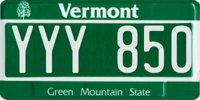 VT license plate YYY850