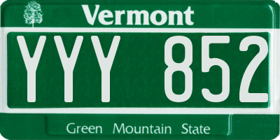 VT license plate YYY852