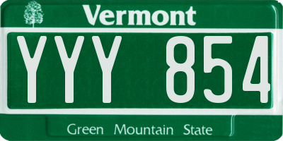 VT license plate YYY854