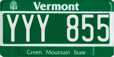VT license plate YYY855