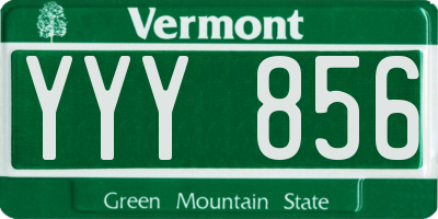 VT license plate YYY856