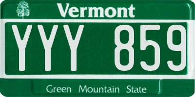 VT license plate YYY859