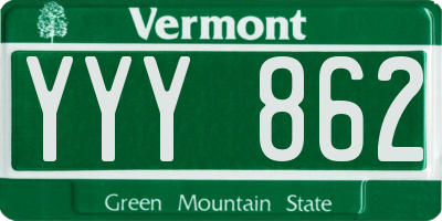VT license plate YYY862