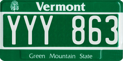 VT license plate YYY863