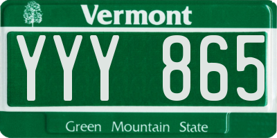 VT license plate YYY865
