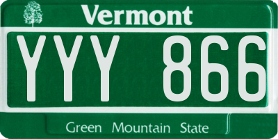VT license plate YYY866