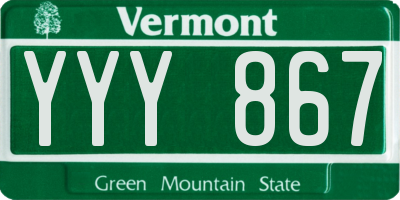 VT license plate YYY867