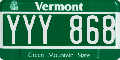 VT license plate YYY868
