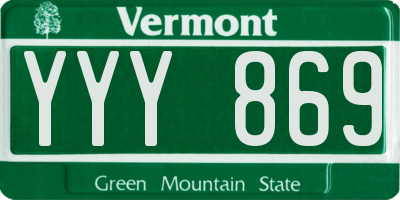VT license plate YYY869