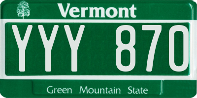 VT license plate YYY870