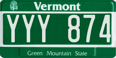 VT license plate YYY874
