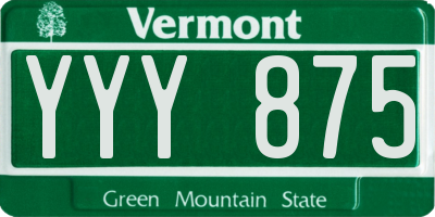 VT license plate YYY875