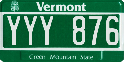 VT license plate YYY876