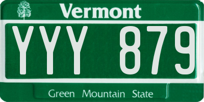 VT license plate YYY879